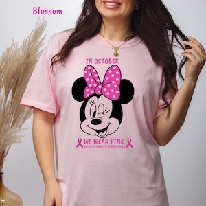 Minnie Mouse Breast Cancer Awareness Shirt, In October We Wear Pink Tee, Comfort Colors %100 Coton S-3XL