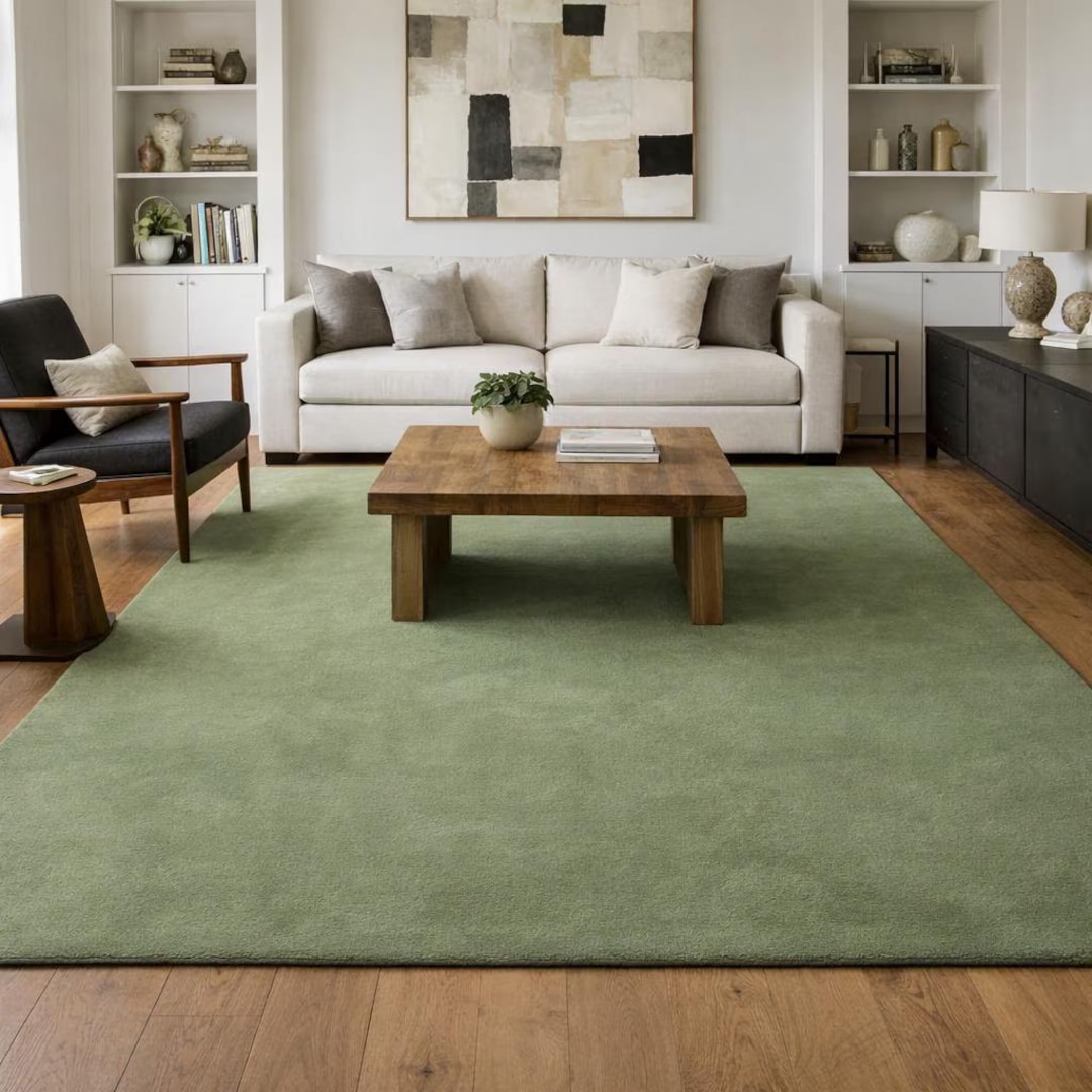 Hand Tufted Sage Green Wool Rug – Minimalist Modern Carpet - Etsy