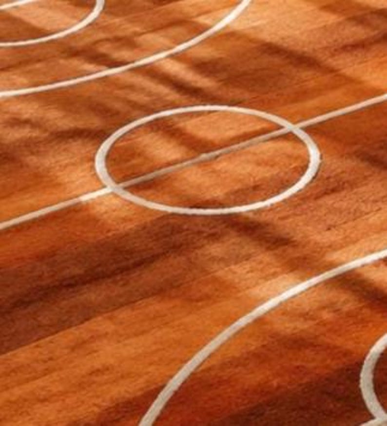 Basketball 3 Point Line Rug Hand-tufted Wool Basketball Court Area Rug, Sport-inspired Carpet With ...