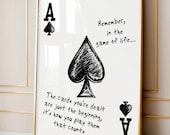 Game of Life Ace of Spades Poster, Motivational Quote Wall Art, Playing Card Print, Poker Room Decor, Inspirational Gift