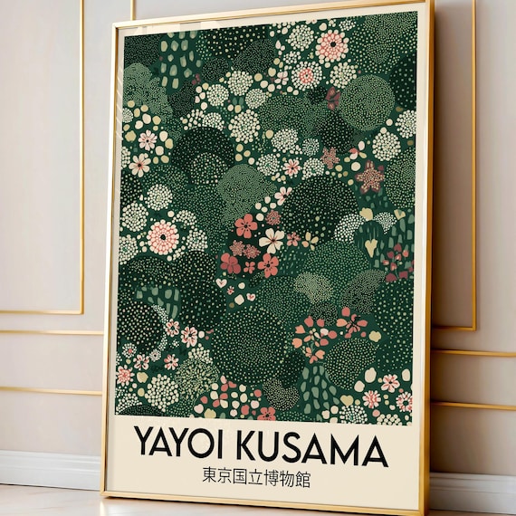 Yayoi Kusama Botanical Art Print, Modern Japanese Floral Poster, Japan-Inspired Travel Print, Mid-Century Art, Japanese Wall Art Digital Art