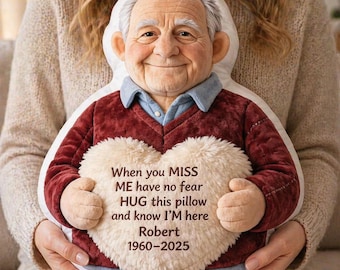Almohada conmemorativa personalizada con efecto 3D: almohada con foto personalizada y mensaje en forma de corazón, regalo de condolencia por pérdida y recuerdo.