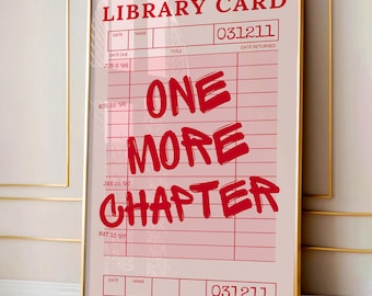 Retro One More Kapitel Buch Poster, Rosa Vintage Bibliothek Wandkunst, Trendige Bücherwurm Leinwand, Adrette Rosa Wanddekoration, Buch Liebhaber Geschenk