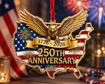 250th Anniversary Acrylic Ornament, 1776-2026 USA Eagle Patriotic Keepsake, American Flag Independence Gift