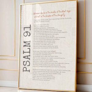 Vintage Psalm 91 Bible Verse Wall Art, Scripture Prints, Inspirational words, Modern Christian Wall Art, Prayer Room Wall Digital Prints