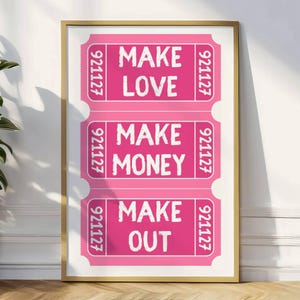 Retro Make Love Make Art Make Out Make Money Typography Print, Modern Inspirational Poster, Edgy Motivational Mid Century Quote Print Art