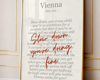 Retro Slow Down You’re Doing Fine Print, Song Lyrics Poster, Motivational Quote Wall Art, Music Typography Decor Digital Prints