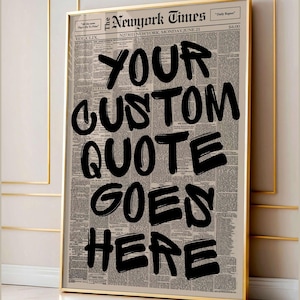 Vintage Custom Newspaper Poster, Custom Quote Wall Art, Typography Poster, Trendy Decor, Canvas Wall Hanging, Personalized Newspaper Poster