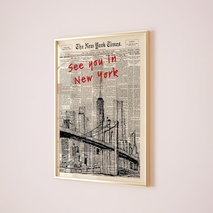 Custom Retro New York Newspaper Print, New York City Art Print, Bar Cart Art, Typography Quote Print, Trendy Wall Art, NYC Digital Print