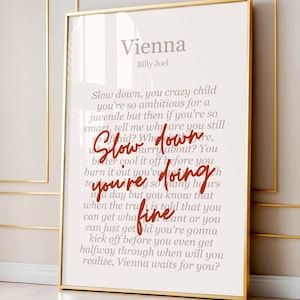 Slow Down You’re Doing Fine Lyric Print, Song Poster, Motivational Quote Wall Art, Music Typography Decor Digital Print