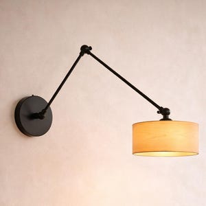 Birch Wood Wall Lamp with Swing Arm | Adjustable Scandinavian Wall Light