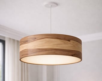 Handmade Walnut Wood Pendant Light – Scandinavian Style Ceiling Lamp