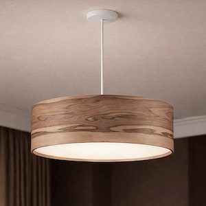 Handmade Walnut Wood Pendant Light – Scandinavian Style Ceiling Lamp image 20