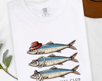 Retro Sardines Social Club T-Shirt, Comfort Colors® Fish Graphic Tee, Funny Seafood  Unisex Shirt