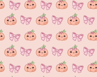 Coquette Halloween Pumpkin pattern cotton fabric, 100% cotton fabric, sold by half yard, DIY fabric