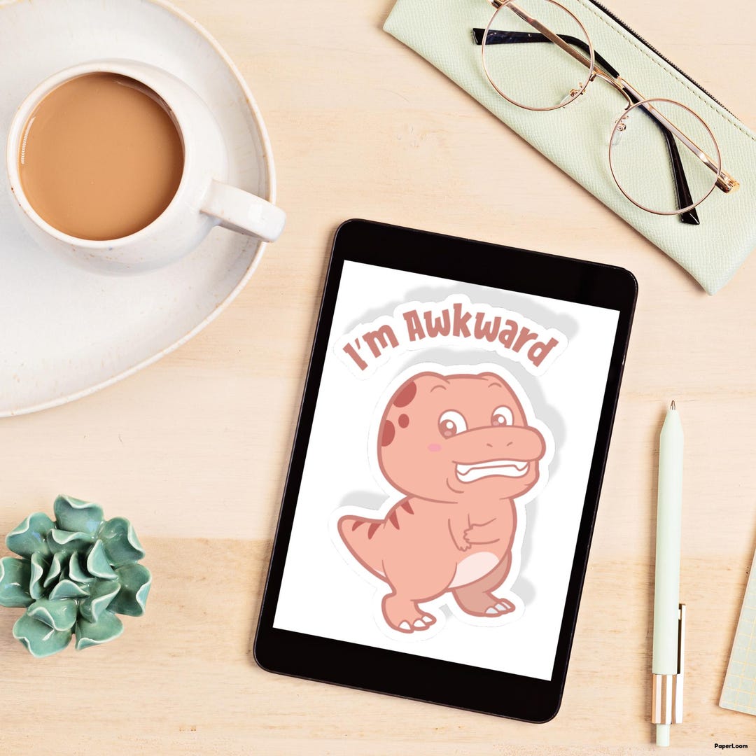 Custom Dino Stickers for Kids, Awkward Dino, Dinosaur Sticker, Social ...