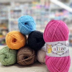 Alize Cotton Gold, Cotton Yarn For Amigurumi, Soft Premium Cotton Acrylic Blend, Ideal for Knitting & Crochet