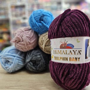 Himalaya Delfin Baby Garn, Chenille Garn, weiches stricken Häkeldecken Garn, sehr voluminöses Plüsch Amigurumi Garn,