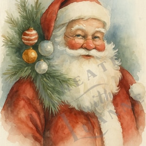 Traditional Santa Portrait, A4 Single Resizable Printable,  Decoupage Image, Instant Download, Printable, Sublimation, Junk Journal