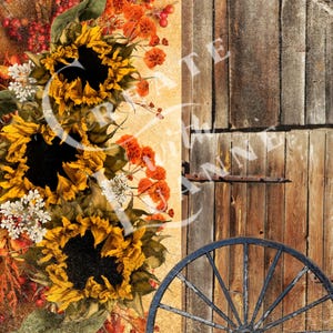 Rustic Farmhouse Dried Florals and Barn, A4 Single Printable, Decoupage Image, Instant Download, Sublimation, Junk Journal. Primitive