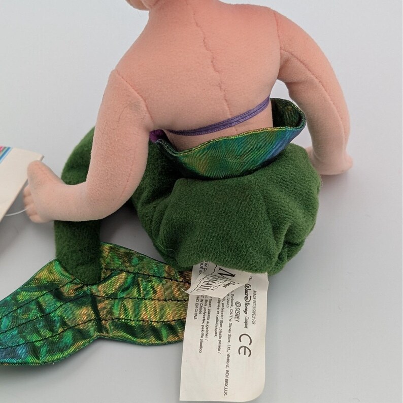 Disney Store Ariel The Little Mermaid Bean Bag Plush Red Yarn Hair NWT image 4