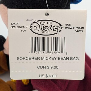 VTG Disney Store Sorcerer Mickey Bean Bag Plush Fantasia Wizard Mickey Mouse image 4