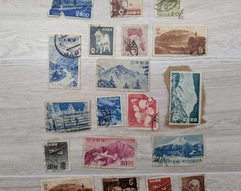 Vintage Japanese Stamp Lot – 19 Mixed Used & Unused, Airmail  Landscapes