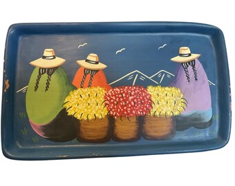 Peruaanse handgeschilderde keramische schaal van 10,25 inch - decoratieve kleurrijke Tarma-volkskunst