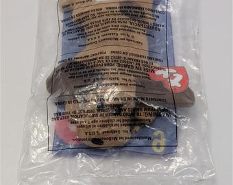 Peluche sellado vintage de 1998 de la Cajita Feliz de McDonald's, perro Ty Teenie Beanie Bones n.° 9