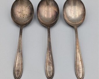 VTG Arnbe One Silver Plate 7" Round Bowl Place Soup Spoons Wallace Set of 3