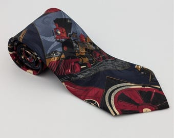 VTG Arrow Kent Southern Pacific Lines Steam Engine Locomotive Train RR Tie Navy