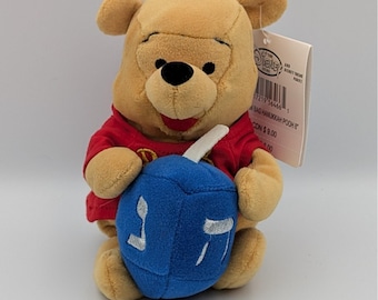 VTG Winnie the Pooh Hanukkah Mini Bean Bag Plush Disney Store Dreidel Holiday 8"