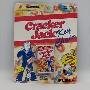 Chaveiro Cracker Jack Vintage 1996, Caixa Miniatura Basic Fun com Prêmio 301-0 NOVO