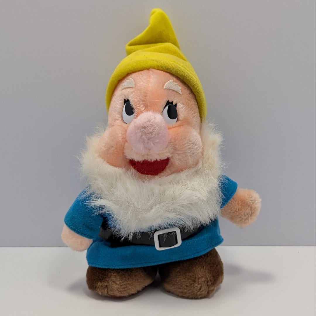 Stuffed Dwark Rabbit Vintage Disney Happy Dwarf Plush Stuffed Animal Toy Disneyland World ...
