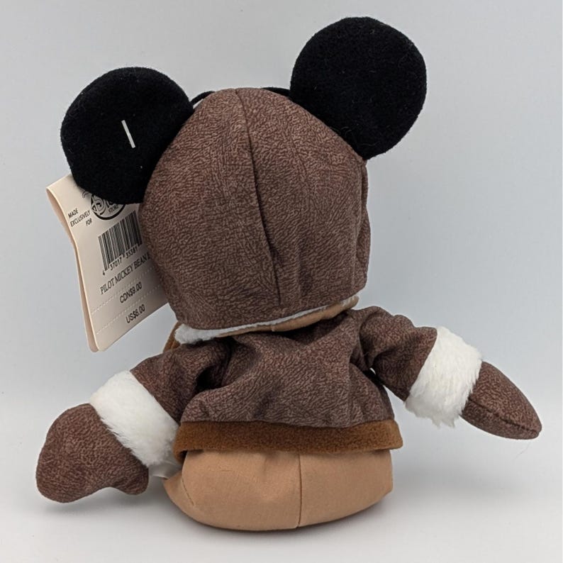 Disney Store Pilot Mickey Mouse Bean Bag Plush Vintage Aviator Bomber Jacket image 2