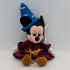 VTG Disney Store Sorcerer Mickey Bean Bag Plush Fantasia Wizard Mickey Mouse image 1