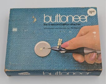 VTG Buttoneer Ronco Dennison 5-Second Button Attacher Tool Kit Case AS IS