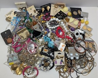 Vintage Costume Jewelry Lot 5+ lbs Bold Colorful Gold Silver Tone Untested As-Is