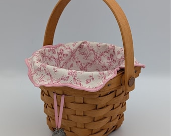 Longaberger 2001 Horizon of Hope Basket Pink Floral Liner & Pewter Charm Mens