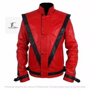 Michael Jackson Thriller Jacket/Michael Jackson Cosplay & Halloween Jacket/Handmade Red Leather Jacket/Halloween Gift/Winter Leather Jacket