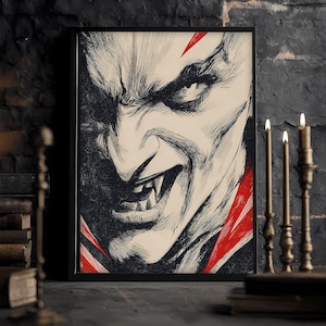 Fangs & Blood — 5 Poster Set, Dracula Printable Art, Vampire Mouth Close-Up, Gothic Wall Decor, gothic decor art, Digital Download, wall art