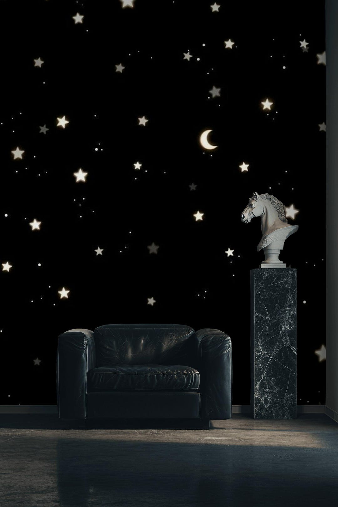Night Sky Wallpaper, Moon and Stars Nursery Wall Mural, Celestial Kids ...