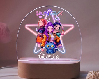 Personalised K-POP DEMON HUNTER Night Light, Led Lamp for Baby Girls, Custom Night Light with Name, Nursery Decor, Baptism Baby Shower Gift
