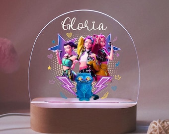 Gepersonaliseerde Kpop demonenjagers nachtlampje, Kpop cadeau voor haar, aangepast nachtlampje met naam, decor kinderkamer, doop cadeau babyshower