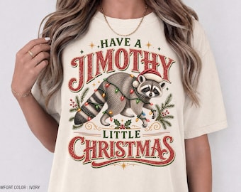 Camiseta navideña de Jimothy Raccoon, camiseta navideña de animales del bosque - Sudadera