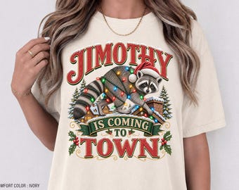 Camiseta navideña de Jimothy Raccoon, camiseta divertida de animales para las fiestas, sudadera de cuello redondo para amantes de los mapaches
