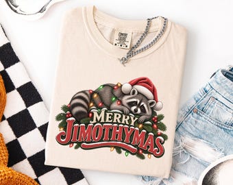 Camiseta navideña de Jimothy Raccoon, camiseta divertida de animales para las fiestas de Merry Jimothymas, sudadera para amantes de los mapaches