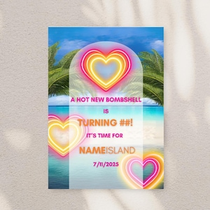 Bombshell Birthday Banner - Digital Download - Love Island Inspired - Island Party - Custom Birthday Banner - Personalized Banner for Party