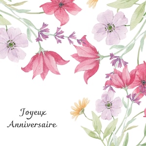 card, digital, birthday card, printable card, digital, PDF download, flower pattern card, bright colors.