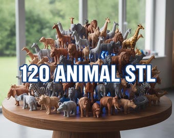 120+ Tierfiguren STL Bundle – Wildtiere, Fantasy & Bauernhoftiere – 3D Druckbare Figuren – Digitaler Download